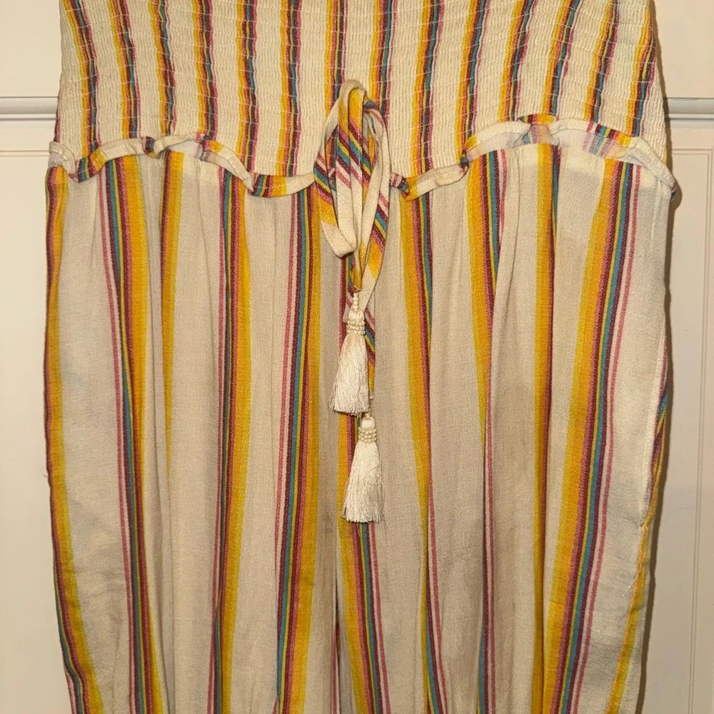 Striped Yellow and White Jumpsuit - Picture 9 of 10